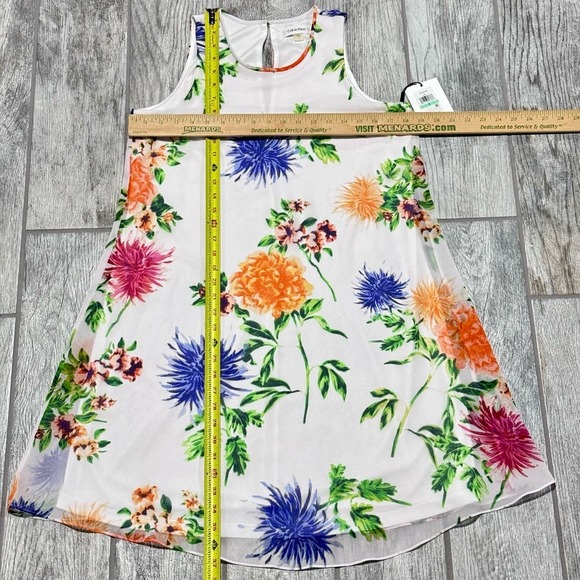 Calvin Klein NWT Elegant CREAM/LILAC Trapeze Floral Printed Chiffon Gown, size 8 - Picture 7 of 11